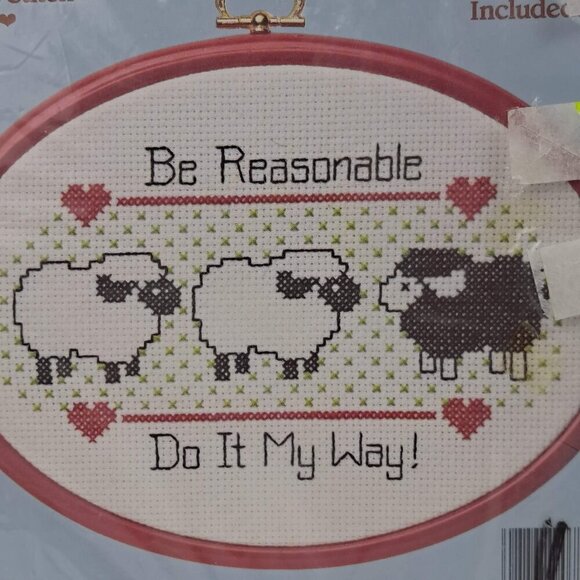 Stitchables Be Reasonable #7549 Counted Cross Stitch Kit NWT - Picture 2 of 5